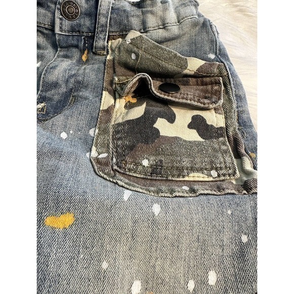 Waimea boys Blue Denim Camo Distressed Moto Skinny Fit Jeans‎ sz 6 Adjustable - Picture 5 of 9